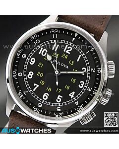 Bulova Automatic 21 Jewel A-15 Pilot Military Leather Sapphire Watch 96A245 