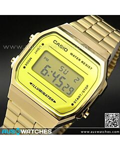 Casio Gold Vintage Mirror Face Digital Stainless Steel Unisex Watch A168WEGM-9