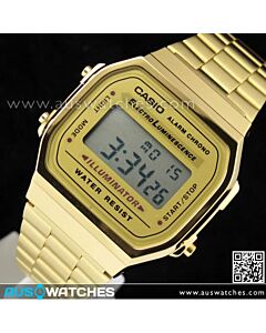 Casio Vintage Retro style Unisex Gold Digital Watch A168WG-9, A168WG