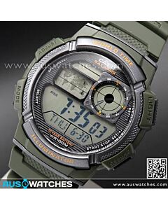 Casio Sporty Digital World Time 100M Digital Watch AE-1000W-3AV, AE1000W