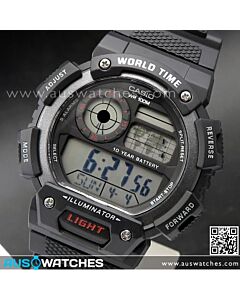 Casio Digital 5 Alarms Stopwatch World time Watch AE-1400WH-1AV, AE1400WH