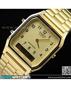 CASIO DIGITAL ANALOG VINTAGE WATCH AQ230 AQ-230GA-9B GOLD