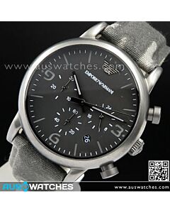 Emporio Armani Black Dial Canvas Camouflage Strap Men Watch AR1817