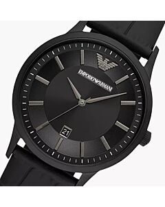 Emporio Armani Black Out Leather Quartz Watch and Bracelet Gift Set AR80057