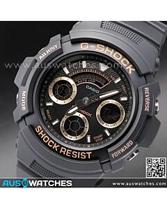 Casio G-Shock Black and Rose Gold Analog-Digital 200m Watch AW-591GBX-1A4, AW591GBX