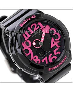 Casio Baby-G Black Neon Illuminator Alarm Watch BGA-130-1B BGA130