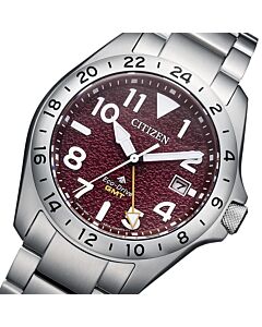 Citizen Eco-Drive Promaster Land GMT Red Dial Sapphire Stainless Steel 200M BJ7150-50W