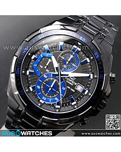 Casio Edifice Black Blue Ion Plated Mens Watches EFR-539BK-1A2V, EFR539BK