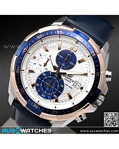 Casio Edifice Chronograph Genuine Leather Band Mens Watches EFR-539L-7CV, EFR539L