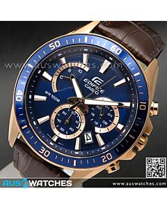 Casio Edifice Rose Gold Genuine Leather Band Mens Watches EFR-552GL-2AV, EFR552GL