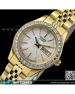 Citizen Swarovski Crystal Gold Tone Ladies Dress Watch EQ0536-54D