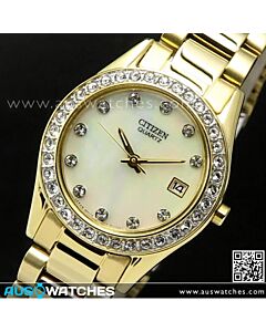 Citizen Gold Plated Mother of Pearl Ladies Dress Watch EU2682-57D