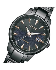 Citizen Eco-Drive Galaxy Black Dial Sapphire Ladies Watch EW2595-81E