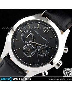 French Connection Chronograph Black Leather Strap Unisex Watch FC1144B
