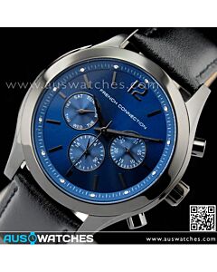 French Connection Chronograph Blue Dial Leather Strap Unisex Watch FC1144BB