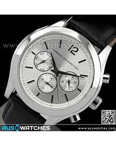 French Connection Chronograph Silver Leather Strap Unisex Watch FC1144S