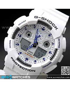 Casio G-Shock Velocity Indicator Alarm Watch GA-100A-7A, White