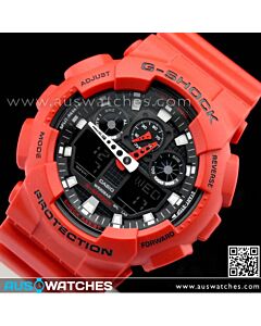 Casio G-Shock Red Analog Digital Watch GA-100B-4A GA100B