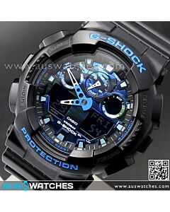 Casio G-Shock Matte Black with Blue Limited Sport Watch GA-100CB-1A, GA100CB