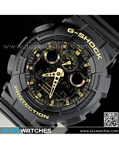 Casio G-Shock Camouflage Black Gold Analog Digital Display Watch GA-100CF-1A9, GA110BC