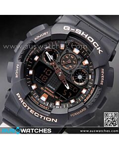 Casio G-Shock Black and Rose Gold Analog Digital Watch GA-100GBX-1A4, GA-100GBX