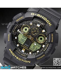 Casio G-Shock Black and Gold Analog Digital Watch GA-100GBX-1A9, GA-100GBX