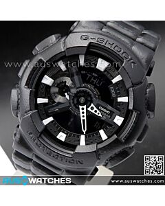 Casio G-Shock Black Leather Texture Analog Digital Watch GA-110BT-1A, GA110BT