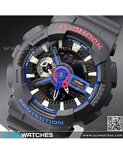 Casio G-Shock Black Leather Texture Analog Digital Watch GA-110BT-1A, GA110BT