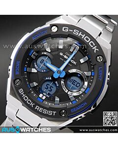 Casio G-Shock Analog Digital Solar Stainless Steel Band Sport Watch GST-S100D-1A2, GSTS100D