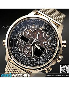 CITIZEN Eco-Drive Navihawk A-T Pilot Radio Gold Mens Watch JY8033-51E