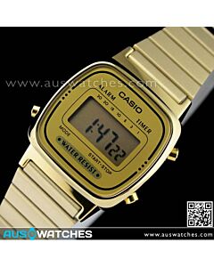 Casio Retro Gold Tone Digital Ladies Watches LA670WGA-9DF, LA670WGA