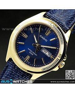 Casio Quatrz Gold Blue Leather Band Ladies Watch LTP-E111GBL-2AV, LTPE111GBL