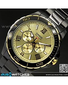 Casio Black Ion Plated Screw Lock Crown Watch MTD-1075BK-9AV, MTD1075BK