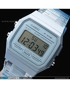 Casio Transparent Blue Digital Unisex Watch F-91WS-2DF