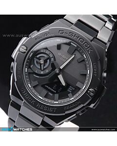 Casio G-Shock G-Steel All Black Bluetooth Solar Mens Watch GST-B500BD-1A, GSTB500BD