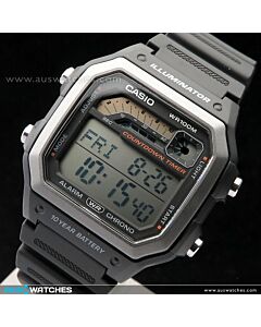 Casio Digital 10-Year Battery 100M Resin Band Watch WS-1600H-1A, WS1600H