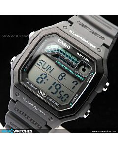 Casio Digital 10-Year Battery 100M Resin Band Watch WS-1600H-8A, WS1600H