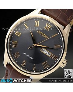 Citizen Machanical Automatic Brown Leather Strap Watch NH8363-14H