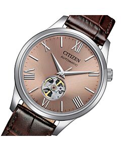 Citizen Automatic Open Heart Leather Strap Mens Watch NH9138-07X