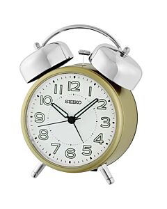Seiko Bedside Bell Alarm Clock With Quiet Movement Gold QHK063G