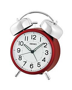 Seiko Bedside Bell Alarm Clock With Quiet Movement Red QHK063R