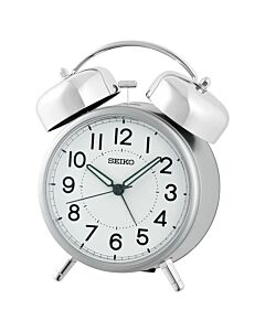 Seiko Bedside Bell Alarm Clock With Quiet Movement Silver QHK063S
