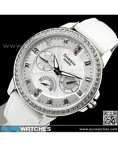 Casio Sheen Date day SWAROVSKI Genuine leather SHE-3023L-7A, SHE3023L
