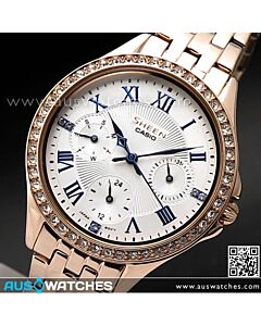 Casio Sheen Swarovski Crystals Pink gold Ladies Watch SHE-3062PG-7A, SHE3062PG
