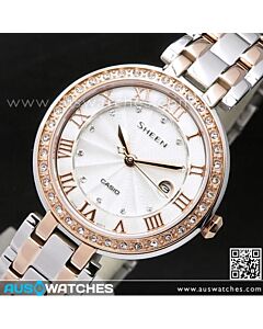 Casio Sheen Pink Gold Swarovski Stainless Steel Ladies Watch SHE-4034BSG-7A, SHE4034BSG