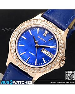 Casio Sheen Gold Blue Leather Strap Ladies Watch SHE-4800GL-2A, SHE4800GL