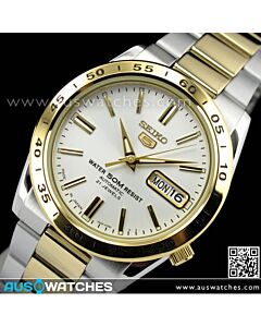 Seiko 5 Two Tone White Face Day Date Mens Watch SNKE04J1 Made in Japan