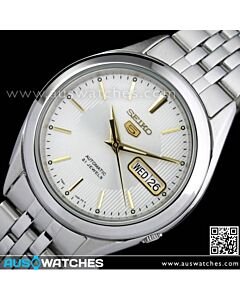 SEIKO 5 Automatic Silver Gold Mens Watch See-thru Back SNKL17K1, SNKL17