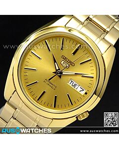 Seiko 5 Automatic See-thru Back Gold Tone Mens Watch SNKL48K1, SNKL48