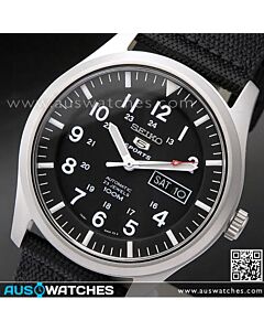 Seiko 5 Military Black Automatic 100m Mens Nylon Watch SNZG15K1, SNZG15